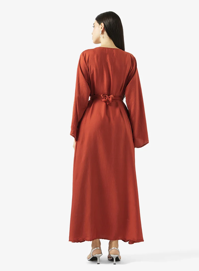 hayas closet Embellished Belted Jalabiya